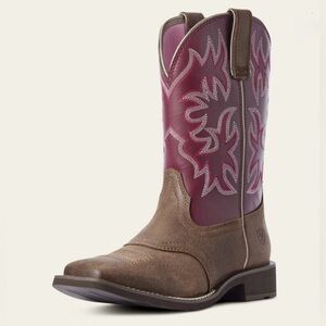 Ariat Delilah Western Boot Square Toe Burgundy Cowgirl Woman 8.5B Rodeo Leather